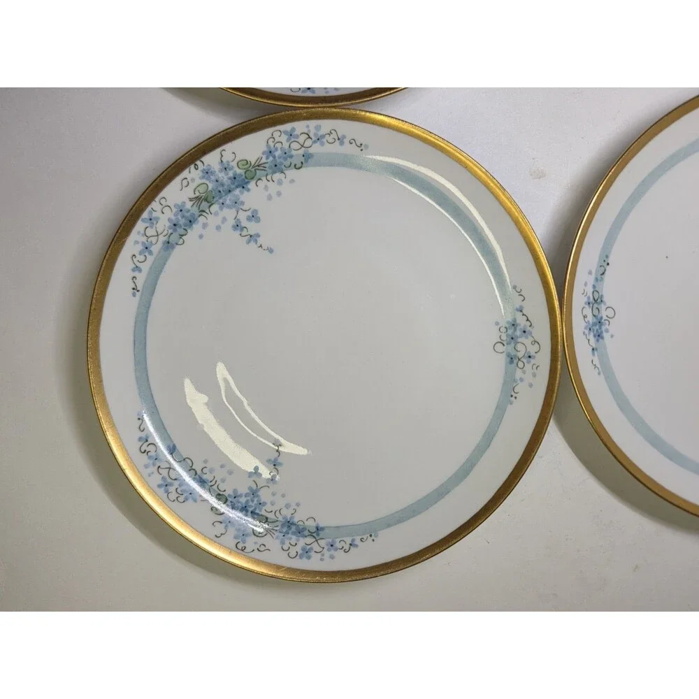 Set Of 4 Antique KPM Salad Plates Hand Painted 8